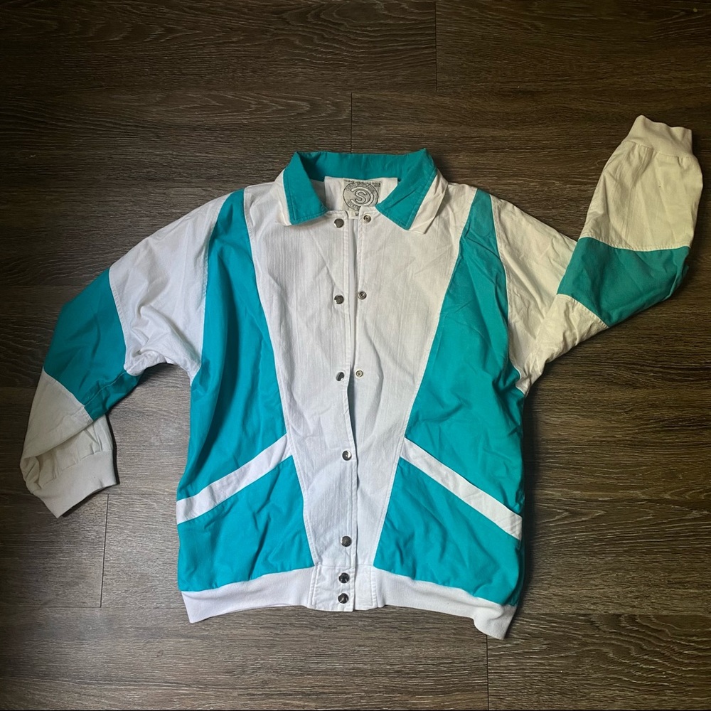 CURRENT SEEN white and blue 80s jacket